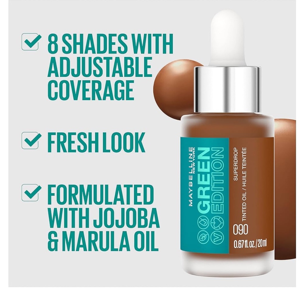 Maybelline Superdrop Tinted Oil Conditioning Coverage Base Makeup Foundation 90